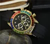 Orologi da polso di marca completa di moda da uomo in cristallo colorato stile 40 mm di lusso con logo in acciaio cinturino in gomma metallica orologio al quarzo Ro 285