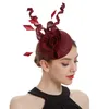 Gierige randhoeden fascinator voor dames cocktailthee feest Kentucky pillbox derby pauw veer hoofdweer 230313