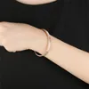 Armreif Ankunft Mode Edelstahl Offen Für Frauen Weibliche Einreihige CZ Stein Armreifen In Rose Gold Farbe R4