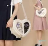 Designer-Evening Bags Lolita Heart Shape Ita Handbag And Purse Kawaii Bow Badge Pocket Women 10CM Doll Shoulder Bag For Teenager Girls Cute