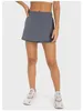 LL Women Sport Yoga Skirts Running Shorts Solid Color Tennis Golf Skirt Anti Exposure Fitness Short Skirt LL725