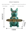 Dekorativa föremål Figurer French Bulldog Sculpture Dog Staty Figur Stail Stay Magasmynt Piggy Bank Entrance Key Snack Holder With Glasses 230314