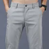 Pantalons pour hommes 2023 printemps été Stretch coréen décontracté Slim Fit taille élastique affaires classique pantalon mâle noir gris 2838 230314