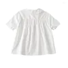Women's Blouses Bebobsons Women White Blouse High Quality Cotton Shirt Tops Cherry Embroidery Short Sleeve Sweet Cut Top Summer