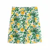 Skirts 2023 Summer Women's Youth Vitality Flower Pattern Retro High Waist Loose A-line Skirt Fold Bag Hip Mini