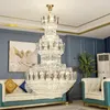 Chandeliers Luxury Crystal Villa Large El Lobby Club Living Room Luminaire Crystals Chandelier Lighting Modern Fixtures