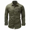 Camicie casual da uomo Camicie casual da uomo oversize Camicie maschili in cotone Soild Camicie cargo militari Camicetta a maniche lunghe Camicie da lavoro Abbigliamento di marca superiore 230314