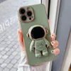 Cute Astronaut Telescopic Stand Holder Plating Cases Electroplated Kickstand Candy Shockproof Cover For iPhone 14 13 12 11 Pro Max X XS XR Xs Mini