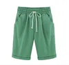 Dames shorts groot formaat Zomer Solid Pocket Elastic High Taille Cotton Casual Vrouw plus 6xl 230314