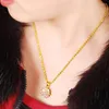 Choker Luxury Plated 24k Real Gold Necklace Electricating Inlaid Zircon Powder Crystal för Woman Charm Jewelry Gift