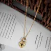 Pendanthalsband 2023 Trend Lovely Heart Necklace For Women Vintage rostfritt stål Pärlor Kedja Circle Charms Natural Stone