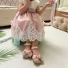 Platte schoenen Little Baby Girl Pink Rhinestone Princess Party Children Pearl Bow Dancing Flats Peuter Girls Shining Performance Shoes P230314