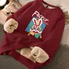 Women's Hoodies Sweatshirts Velvet Rabbits Sweatshirt Red Year Loose Harajuku Autumn Clothing Lovely Sudaderas Ropa Mujer 9 Colors Allmatch Chic 230313