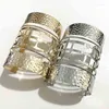 Bangle Gothletic Gold/Rhodium Color Big Geometric Cuff Wide Hollow Out Armband Bangles For Women Fashion Jewelry 65x88mm