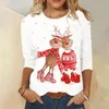 Kvinnors T -skjortor termiska underkläder Kvinnor Skjorta Casual Women's Long Sleeve Christmas Print Spandex