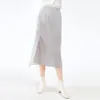 Skirts Miyake Pleated Straight Skirt Split Hem Korean Fashion Plus Size Women Causal Aesthetic ClothesSkirts