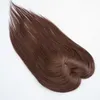 Topper de cheveux humains brun chocolat de base de peau avec 4 clips en soie Top toupet de cheveux européens vierges pour femmes postiche fine 15X16CM 6x6 150% densité