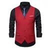 Mens Västar kostym Vest Mens Business Sleeveless Vests Jacka Stor storlek S6XL Bröllopsfest Waistcoat Man Red Blue Purple Black Grey 230313