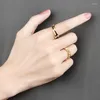 Wedding Rings Jianery Ins Style Vintage Gold Color Round Chains For Women Men Lover Finger Ring Minimalist Jewelry Boho Wholesale