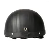 Motorcykelhjälmar 54-60 cm Retro Style Scooter Open Face Half Leather Helmet With Visor UV Goggles