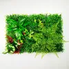 装飾的な花40x60cm家庭用装飾用の人工芝生緑色のプラスチック葉草シミュレーション植物壁の結婚式のパーティー装飾家