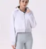 Lu Lu Lemons Scuba Hoodies Full Reißverschluss Outdoor Freizeitpullover Fitnessstudio Kleidung Frauen Tops Workout Fiess lose dicke Yogajacken Übung Rennen Kapuzenmantel