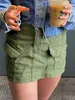 Skirts Cuteandpsycho Retro Y2K Solid Cargos Vintage Streetwear Pockets Mini Summer Harajuku Cute Aesthetic 2000s Outfits 230313