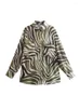 Blouses Femmes Chemises pour femmes Tops 2023 Mode Zebra Animal Print Chemise avec poches plaquées Femmes Col à revers à manches longues Bouton en vrac