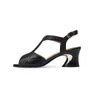 GAI Fish Mouth Sandals Women Summer All-match Medium-heeled Thick-heeled Women's Shoes with Soft Bottom and Back Straps 230314 GAI