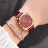 Armbandsur Women Lady Quartz Movement Watch Watch Round Dial Simple Gift Eloy Strap Xin-