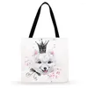 Shopping Bags Fashion Bag Cute Animal Painting Printed Tote For Women Casual Ladies Shoulder Outdoor Beach