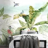 壁紙トロピカルプラントバナナリーフフラワー鳥壁画居間寝室の入り口背景壁紙装飾絵画防水