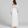 Festklänningar kvinna broderi spets lång klänning sexig snedstreck bröllop fest bär avslappnad a-line vit vintage maxi klänning vestido 230314