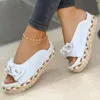 Slippers Summer Women Slippers Casual Solid Color Bowknot Female Platform Slider Fashion Braided Straps Outdoor Lady Sandals 230314