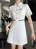 Vestido feminino Moda Camiseta Saia 22SS Impressão Clássica Casual Vestidos com Painéis Feminino Sem Mangas Saias Curtas Saia de Alta Qualidade