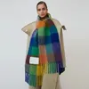 Modemärke kashmir halsduk filt studio Sacrf unisex designer halsduk kvinnors typ färgglada rutiga tofs imitation mjl