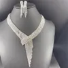 Wedding Jewelry Sets Fashion and Romance Bridal Jewelry Sets Shiny Crystal Necklace Earrings Nigerian Wedding Party Women Exquisite Jewelry Set 230313