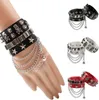 2023 PU Leather Studded Bracelet Punk Bracelet Adjustable Goth Cuff Bracelet Gothic Rivet Buckle Wristband for Men Women