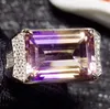 Cluster Rings Men's Ring Ametrine Natural Real 925 Sterling Silver 7.3CT GEM FÖR MÄNNER ELLER KVINNA SMEYCH #F913