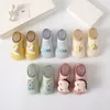 First Walkers Baby Shoes Winter Knit Cute Cartoon Non-slip Floor Socks Girls Boys Kids Soft Rubber Sole First Walker Shoes Socks Infant Shoes 230314