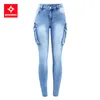 Женские джинсы 2237 Youaxon Classic Multy Pockets Womens Ultra Estrecty Denim Cargo Bants Брюки для женщин 230313