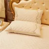 Bed Skirt Luxury Velvet Quilted Bedspread Flannel Gold Flower Lace Embroidery Ruffle Bed Skirt Mattress Cover Bedspread Pillowcases 1/3Pcs 230314