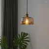 Lampade a sospensione in stile giapponese Nordic Ottone retrò in vetro minimalista bb piccolo lampadario da letto per camera da letto Balcony Bar Light