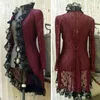 Kvinnors jackor vintage kvinnor medeltida klänning steampunk stativ krage klänningar snörning cardigan jacka vestido de festa mjuk och bekväm