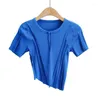 女性用Tシャツストリートファッションフォールドストライプ丸い首の不規則なカジュアルショー薄いプルオーバーTシャツ夏のトップ女性S411