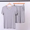 Herren-Nachtwäsche, Übergröße, 7XL, 8XL, Sommer-Modal-Homewear-Set, Herren-Pyjama-Sets, weiche Schlafkleidung, Kurzarm-Top und Shorts, atmungsaktiv, elastisch, 60 230313