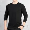 Magliette da uomo T-shirt da uomo a maniche lunghe girocollo maglione tinta unita canottiera