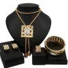 Conjuntos de joyas de boda Moda Dubai Chapado en oro Mujer Colgante Conjunto de joyas Champán Collar de oro Pulsera simple Pendiente Anillo Conjunto SYHOL 230313