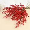 Dekorative Blumen, 1/2 Stück, künstliche Blume, rote Beere, simulierte Stechpalme, Glücksfrucht, Simulationspflanzen, Weihnachten, Wohnzimmer, Modelldekoration