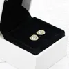 Stud Earrings 925 Sterling Silver Gold Color Heart Love With CZ For Women Lover Wedding Engagement Jewelry